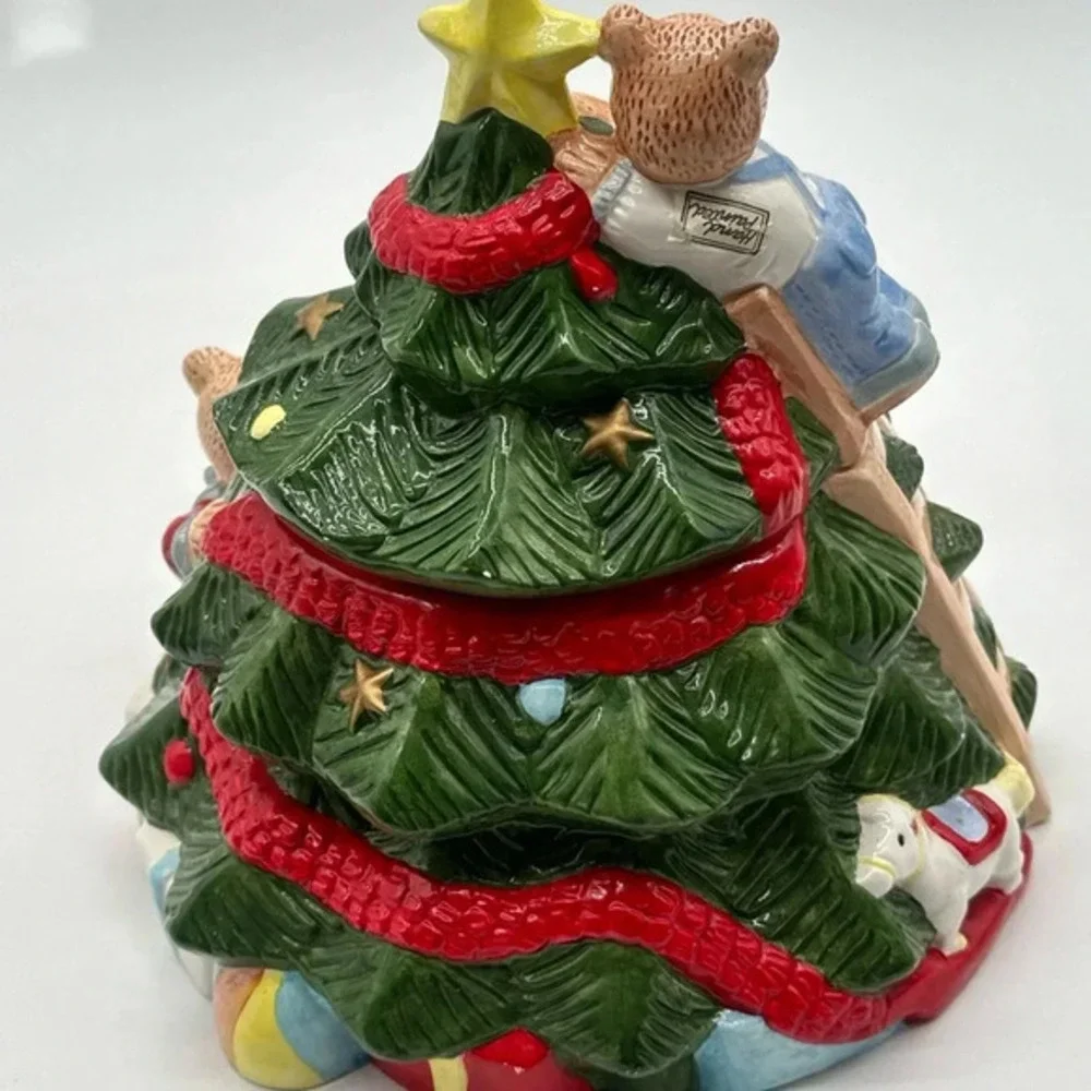 Cook's BAZAAR Christmas Cookie‎ Jar Bears Decorating Christmas Tree Vintage